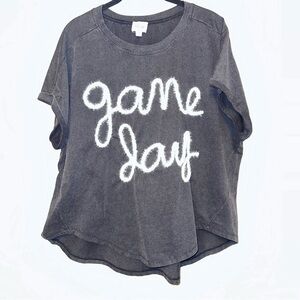 CUTE “Game Day” Top Shirt Slouchy Boxy {Small} Charcoal Tee by DH Apparel